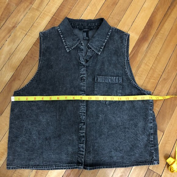 Grey Sleeveless Button Up Top - Picture 6 of 8